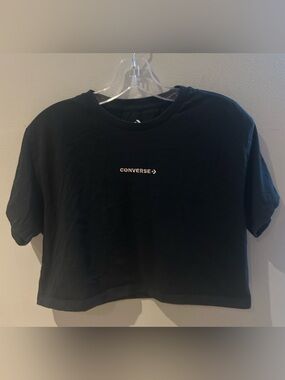Converse Black Cropped Logo Tee